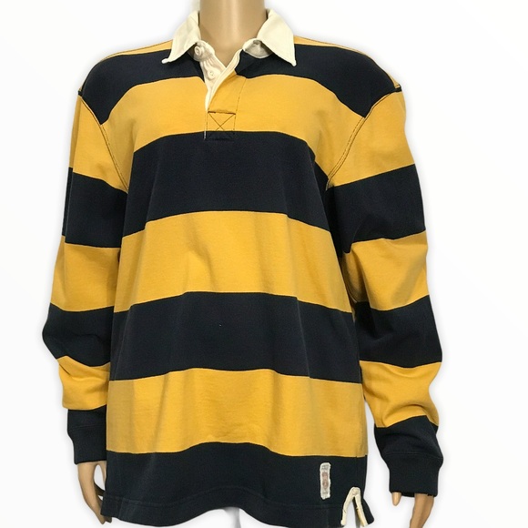 Eddie Bauer Other - Vintage Eddie Rugby Polo Color Block Yellow Navy
